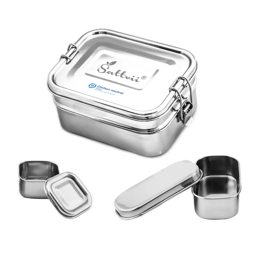 Stapelbares Premium Bento Box Set aus Edelstahl | 1690 ml
