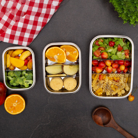 Sotfclip Brotdosen Bundle: 550ml, 780ml und 1260ml mit Trennwänden für Kinder - Edelstahl Lunchboxen von Sattvii®
