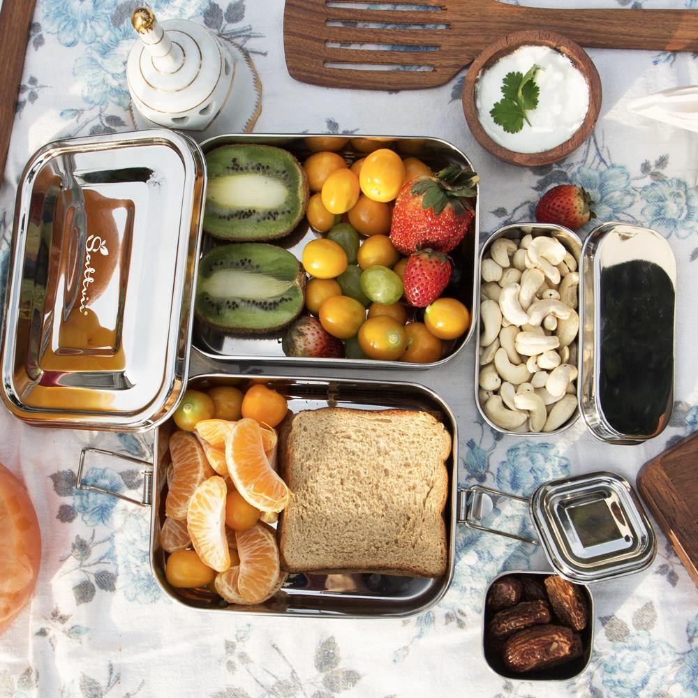 Stapelbares Premium Bento Box Set aus Edelstahl | 1690 ml