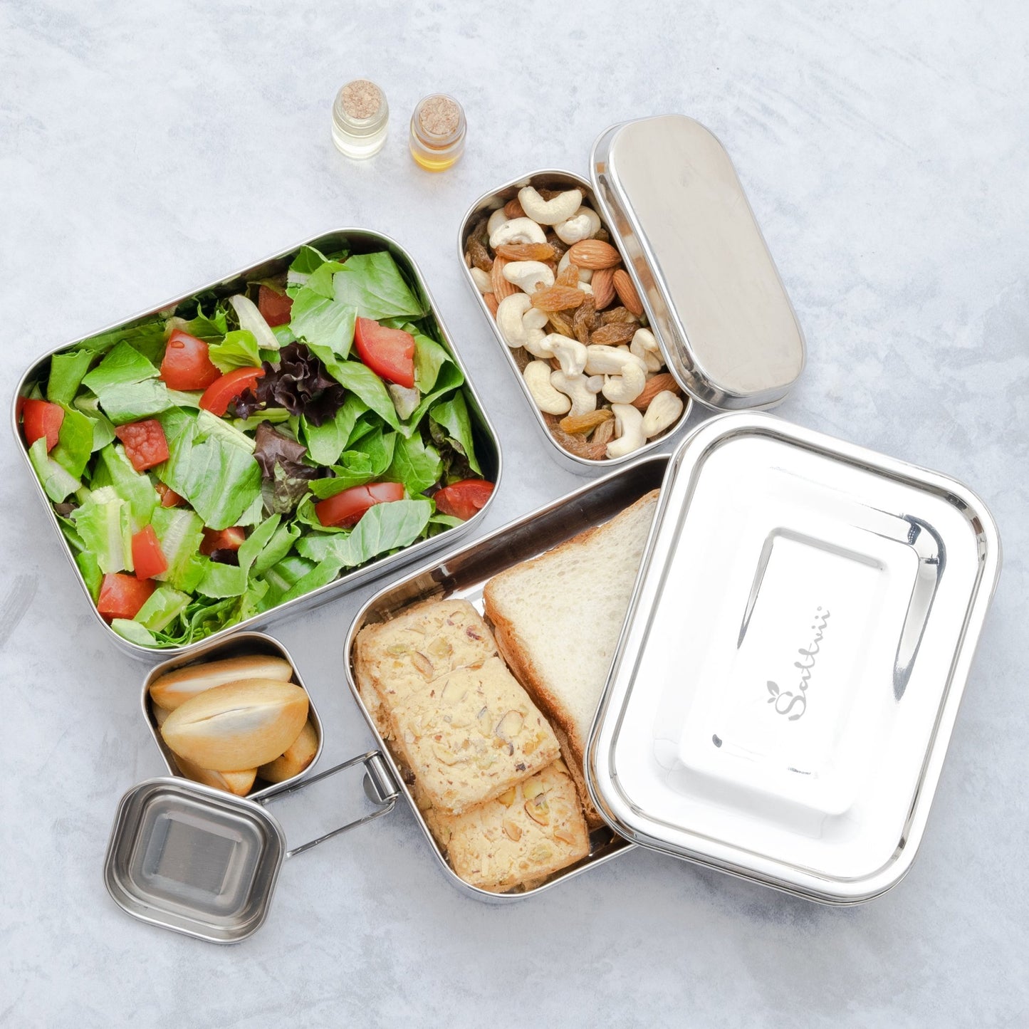 Edelstahl Bento Box Set - Edelstahl Lunchboxen von Sattvii®